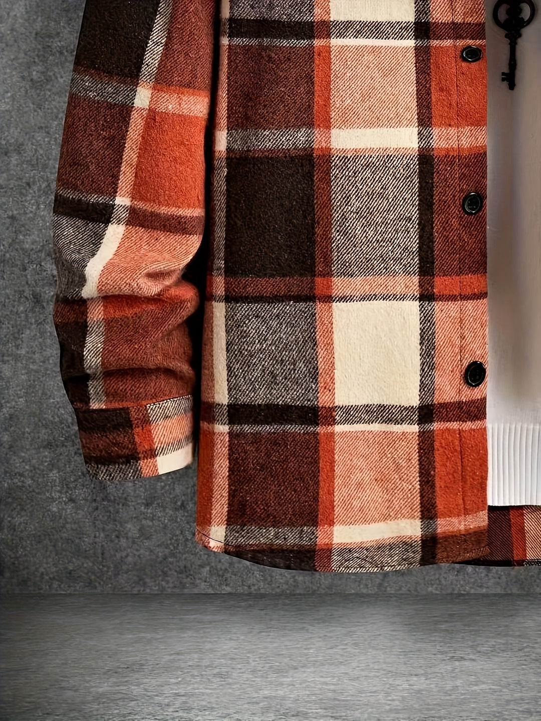 Men's Retro Plaid Shirt Jacket, Casual Lapel Chest Pocket Jacket