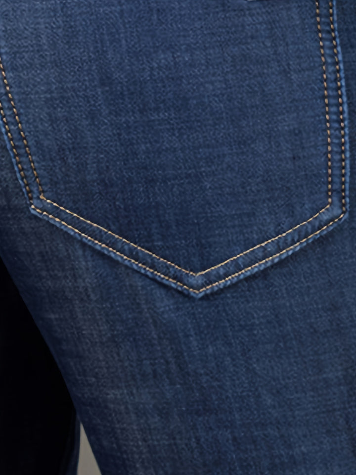Chic Straight Leg Jeans, Men's Casual Stretch Semi-formal Pants For All Seasons Business