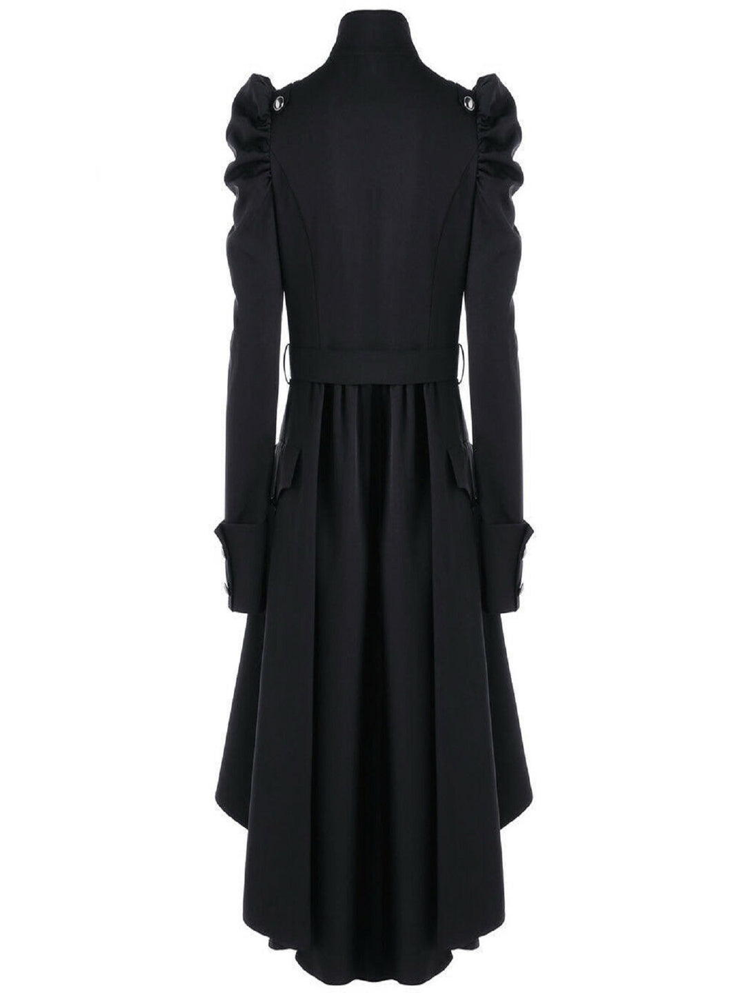 Solid Double Breasted Pea Coat, Belted Buckle Spring Mid-Long Lapel Outerwear, Women's Clothing