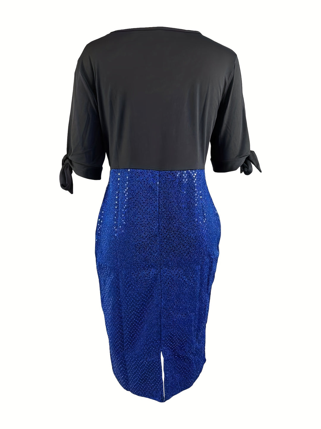 Plus Size Party Dress, Women's Plus Faux Pearl Decor Cut Out Sequin Slim Fit Event Dress