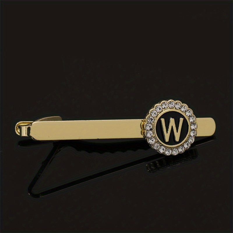 Men's Tie Clip Zirconia Initial Letter Lapel Clip Tie Clip Tie Accessories