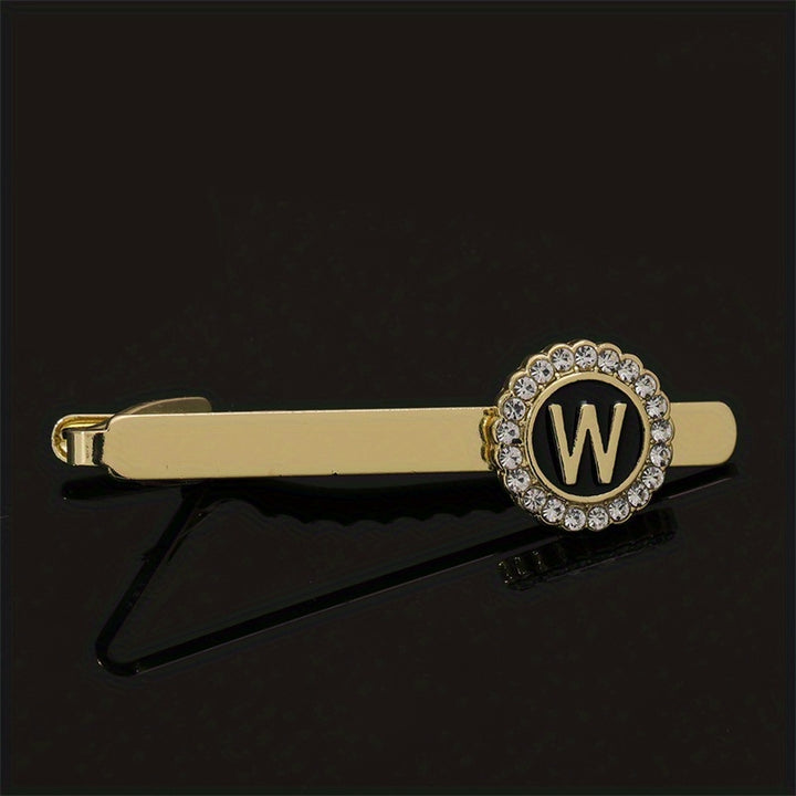 Men's Tie Clip Zirconia Initial Letter Lapel Clip Tie Clip Tie Accessories