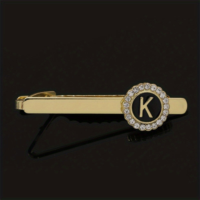Men's Tie Clip Zirconia Initial Letter Lapel Clip Tie Clip Tie Accessories