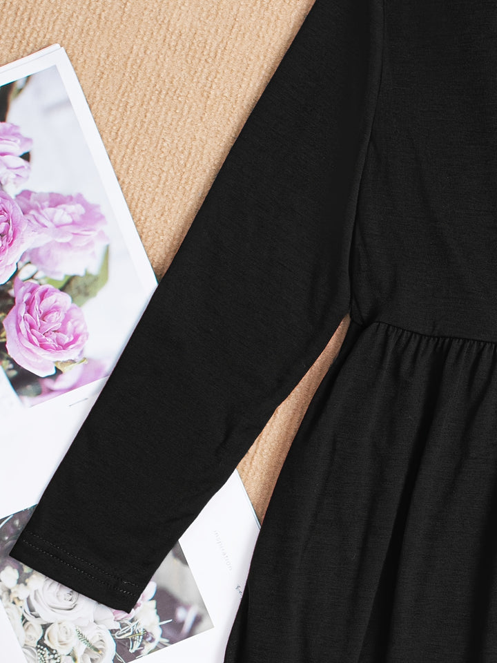 Solid Long Sleeve Pockets Maxi Dress For Girls Comfy Fit Kids Elegant Casual Dresses For Spring/ Fall