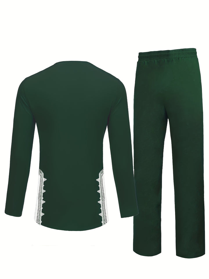 Men’s Two-piece Suits, Long Sleeve Tops & Pants Set, Formal Party African Men Dashiki Suit Shirt Pants Set Traditional Clothes Formal Dress