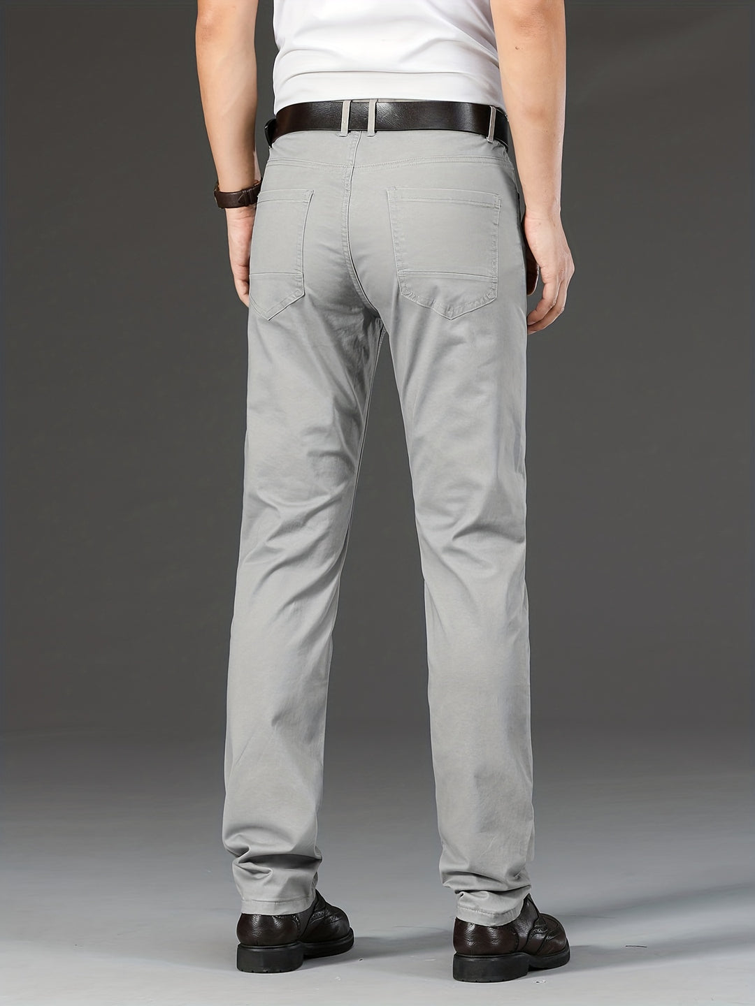 Men's Solid Color Business Casual Straight Pants