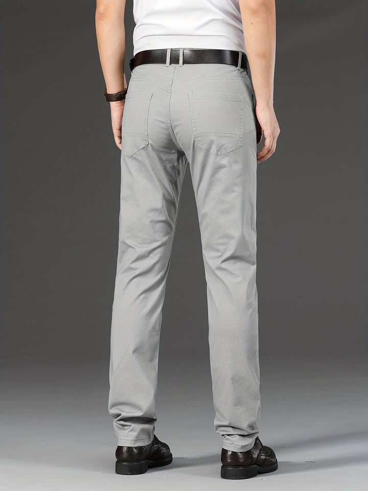 Men's Solid Color Business Casual Straight Pants