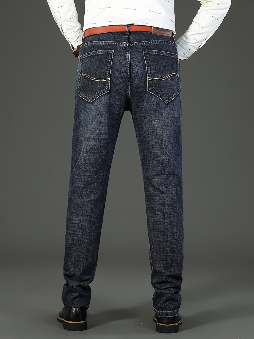 Men's High Quality Straight Leg Jeans For Business, Semi-formal Stretch Denim Pants