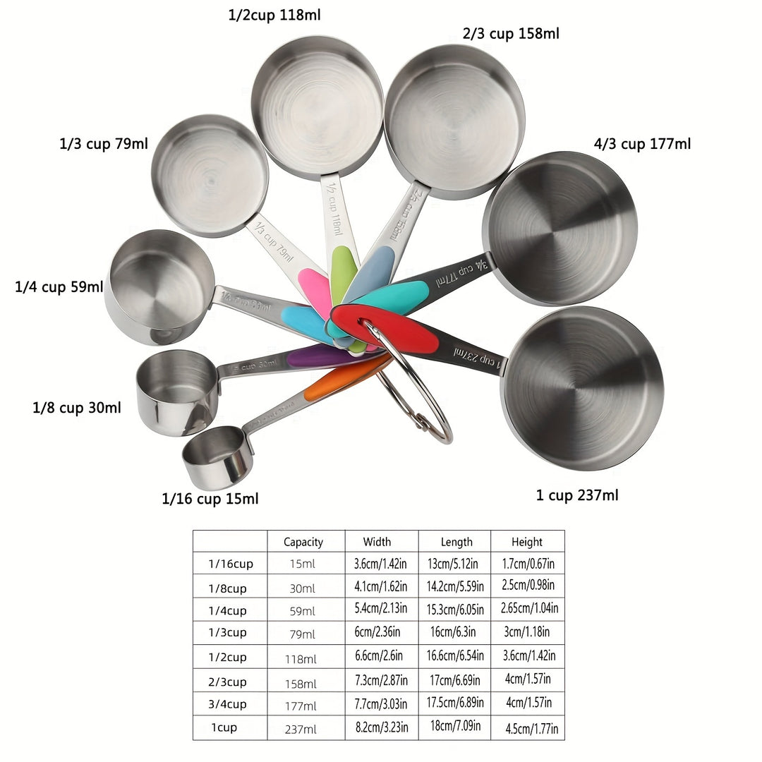 5/8/10/13pcs/set Measuring Cups And Measuring Spoons Set, Multifunctional Stainless Steel Measuring Spoon With Silicone Handle, Nesting Measuring Cup, Graduated Measuring Spoon Set, Baking Tool For Cooking And Baking, Cheapest Items, Kitchen Stuff