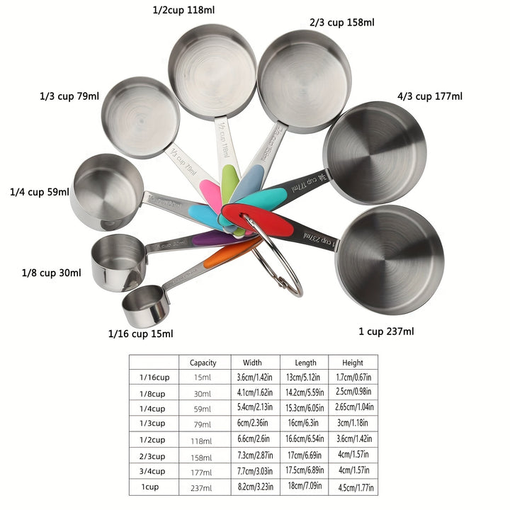 5/8/10/13pcs/set Measuring Cups And Measuring Spoons Set, Multifunctional Stainless Steel Measuring Spoon With Silicone Handle, Nesting Measuring Cup, Graduated Measuring Spoon Set, Baking Tool For Cooking And Baking, Cheapest Items, Kitchen Stuff