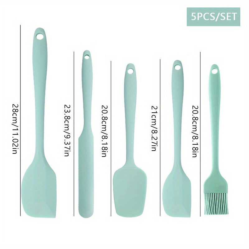 5pcs/6pcs, Large and Small Silicone Spatulas, Oil Brush, and Long Macaron Spatula - Essential Baking Supplies for Cakes, Cheese, and More