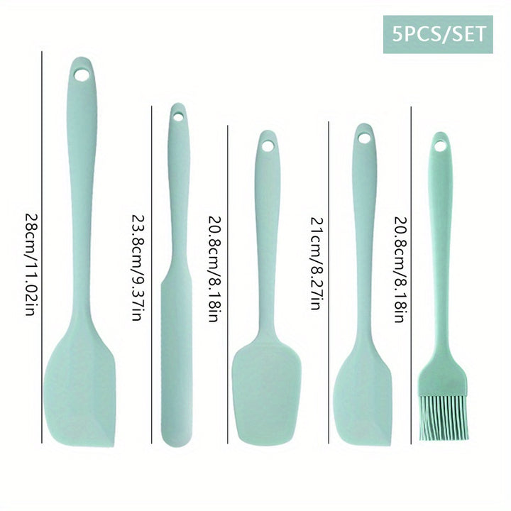 5pcs/6pcs, Large and Small Silicone Spatulas, Oil Brush, and Long Macaron Spatula - Essential Baking Supplies for Cakes, Cheese, and More