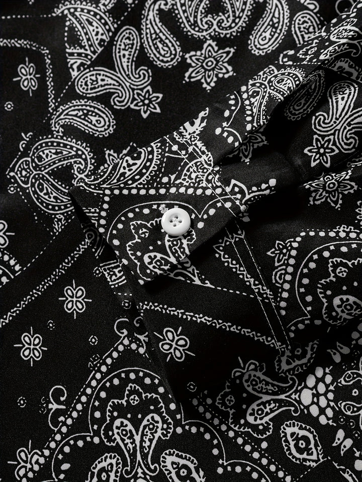 Retro Paisley Pattern Men's Shirt Top Turn-Down Collar Long Sleeve Closure Male Casual Shirt For Men Daily Vacation Streetwear