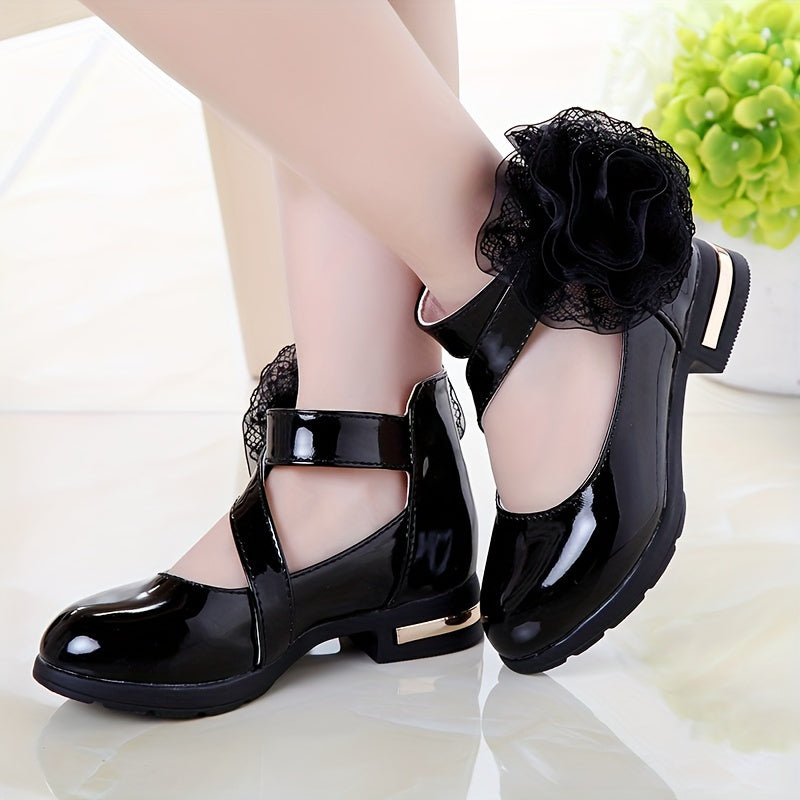 Trendy Elegant Flower Mary Jane Shoes For Girls, Breathable Anti-slip Dress Shoes For Performance Party, Spring And Summer