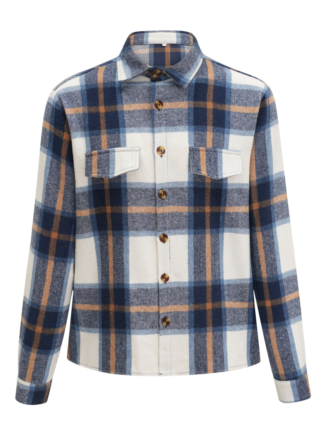 Retro Plaid Pattern Men's Casual Long Sleeve Lapel Shirt Jacket With Pocket Design, Fall Winter Outwear For Men