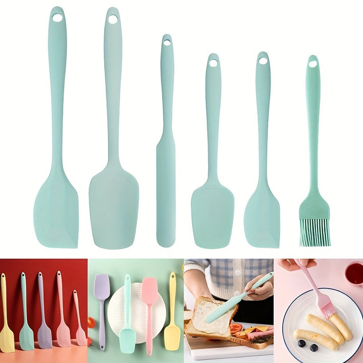 5pcs/6pcs, Large and Small Silicone Spatulas, Oil Brush, and Long Macaron Spatula - Essential Baking Supplies for Cakes, Cheese, and More