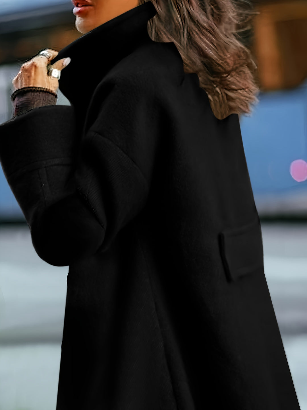 Solid Lapel Coat, Long Length Casual Outwear For Winter & Fall, Women's Clothing