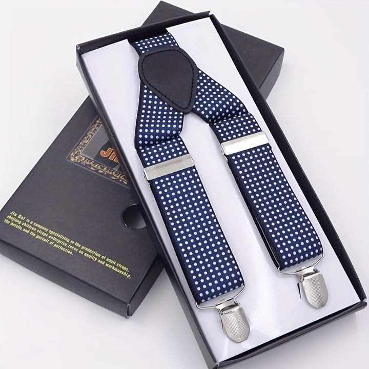 Men's Plaid Three-clip Suspenders, Trousers Elastic Suspenders, For Boyfriend And Husband Gifts