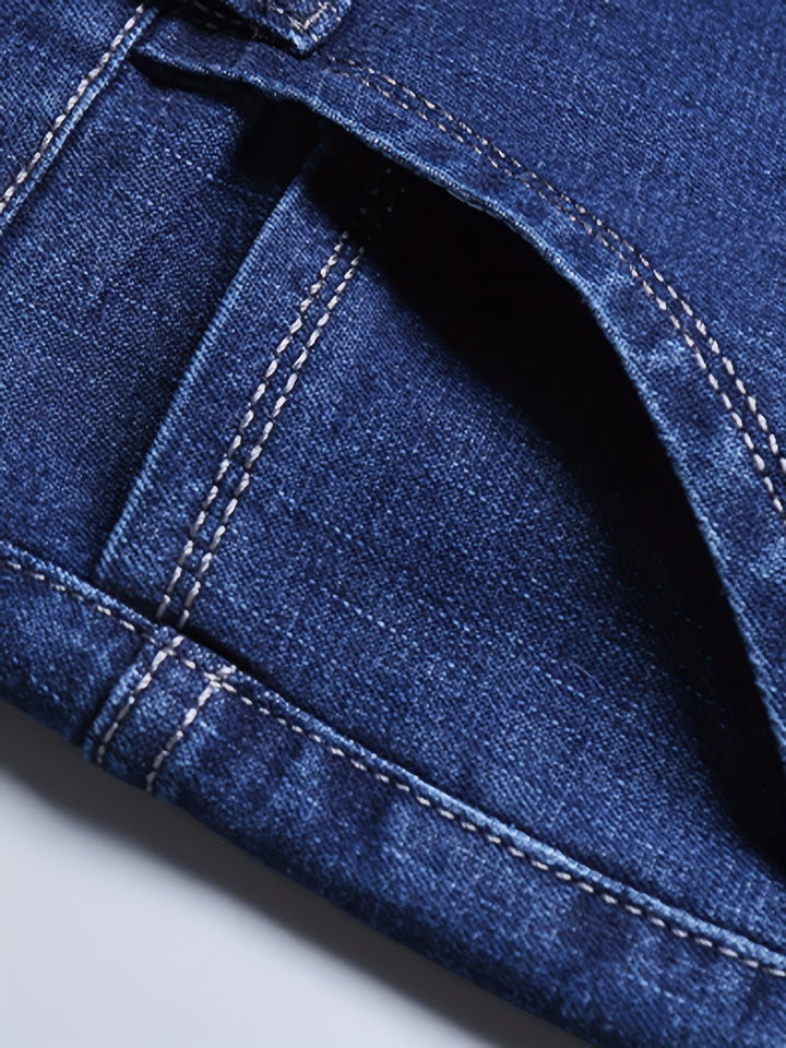 Regular Fit Jeans, Men's Casual Street Style Straight Leg Slightly Stretch Denim Pants For Spring Summer, Bottoms For Men, Gift For Men