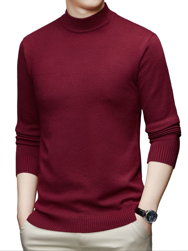 Men's Stylish Solid Knitted Pullover, Casual  Breathable Long Sleeve Turtle Neck Top For City Walk Street Hanging Outdoor Activities