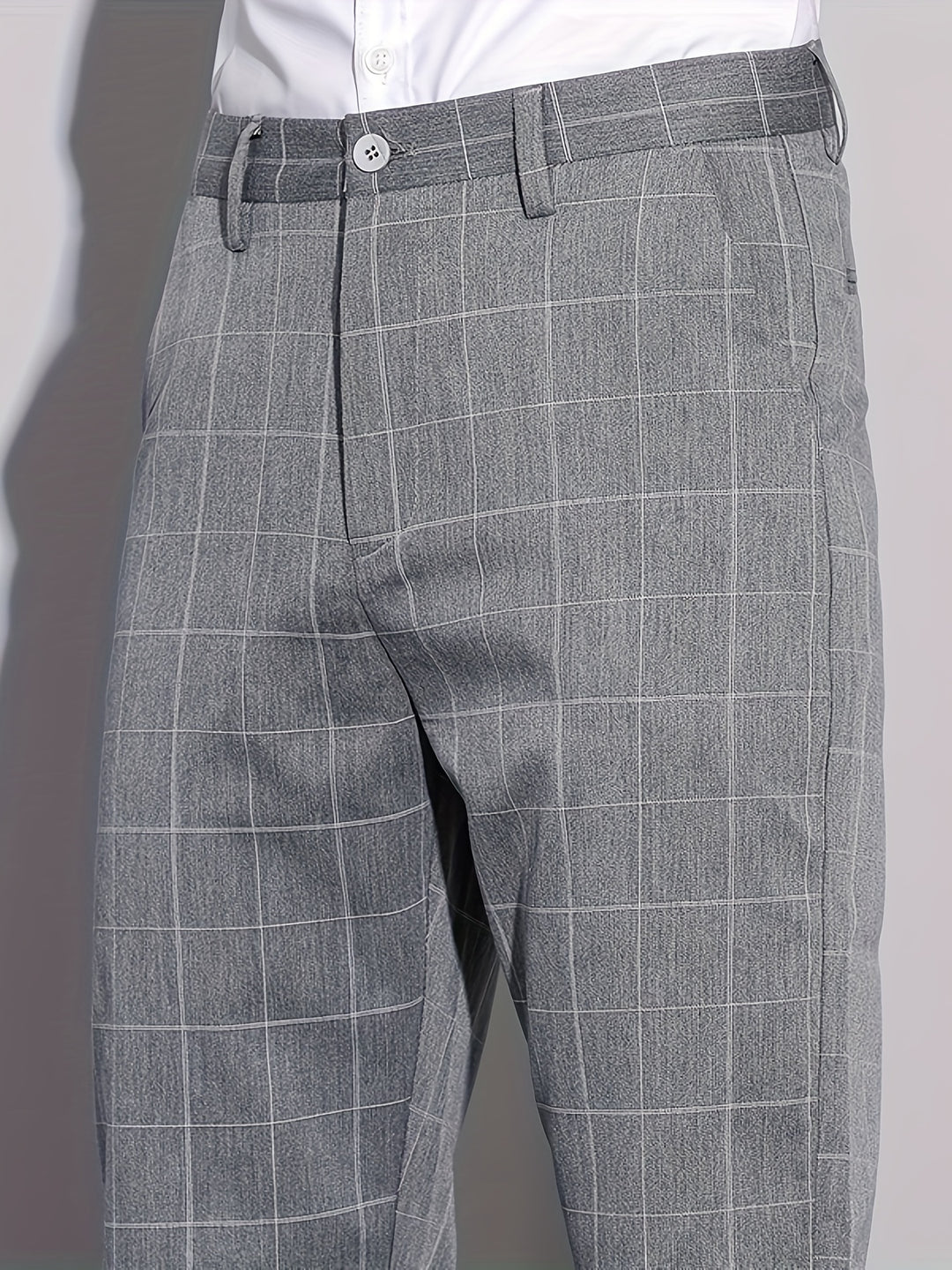 Men's Retro Plaid Slacks, Semi-formal Dress Pants For Business Banquet
