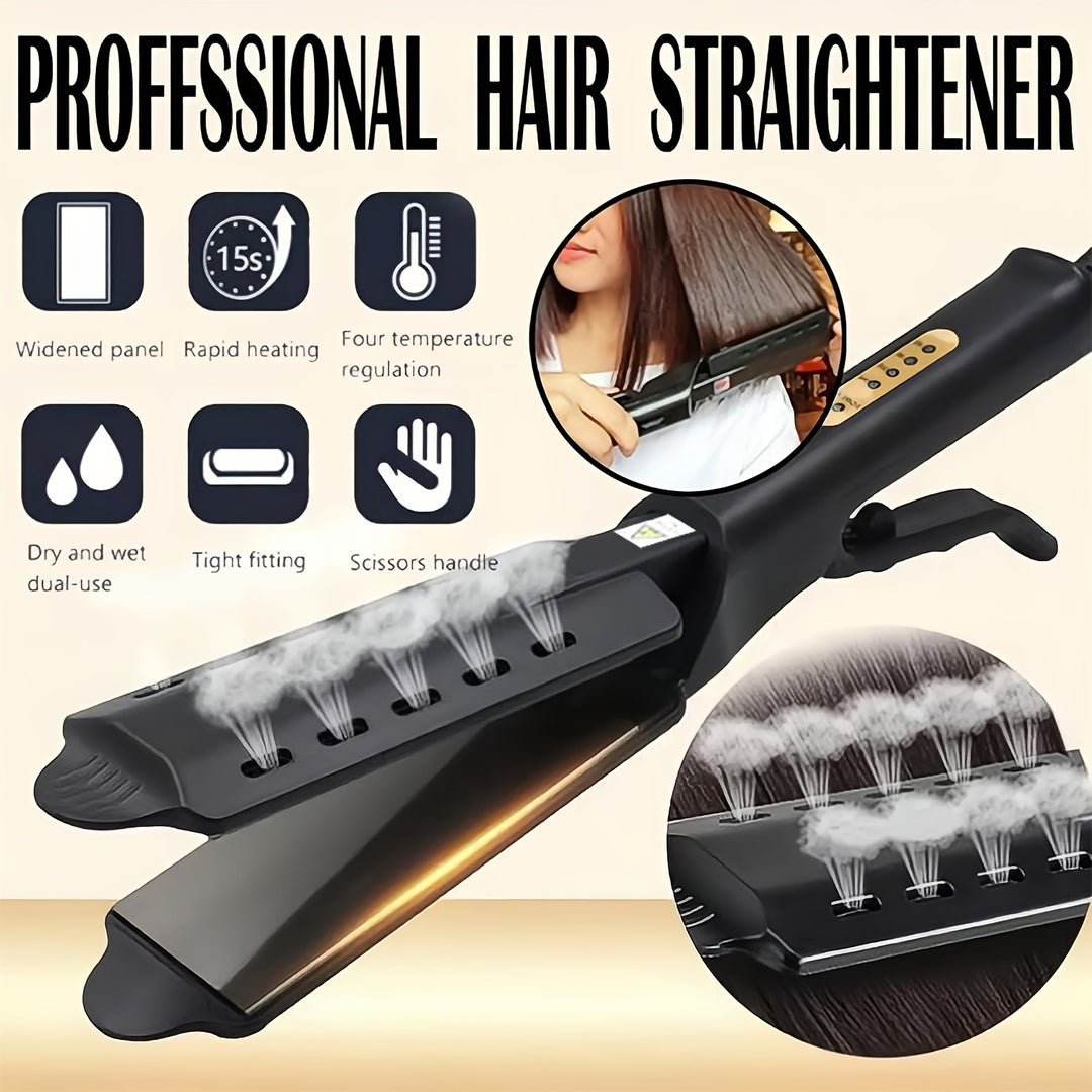 Hair Straightener With Four-gear Temperature Adjustment, Ceramic Tourmaline Ionic Flat Iron Curling Iron Hair Curler For Women