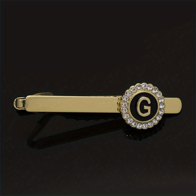 Men's Tie Clip Zirconia Initial Letter Lapel Clip Tie Clip Tie Accessories