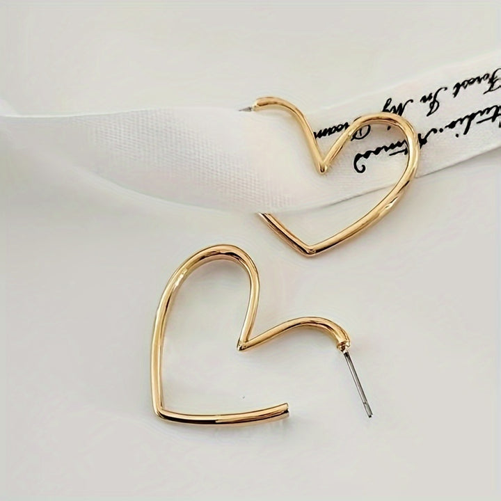 Red Heart Design Hoop Earrings Retro Simple Style Zinc Alloy Jewelry Trendy Gift For Lovers Female Ear Jewelry