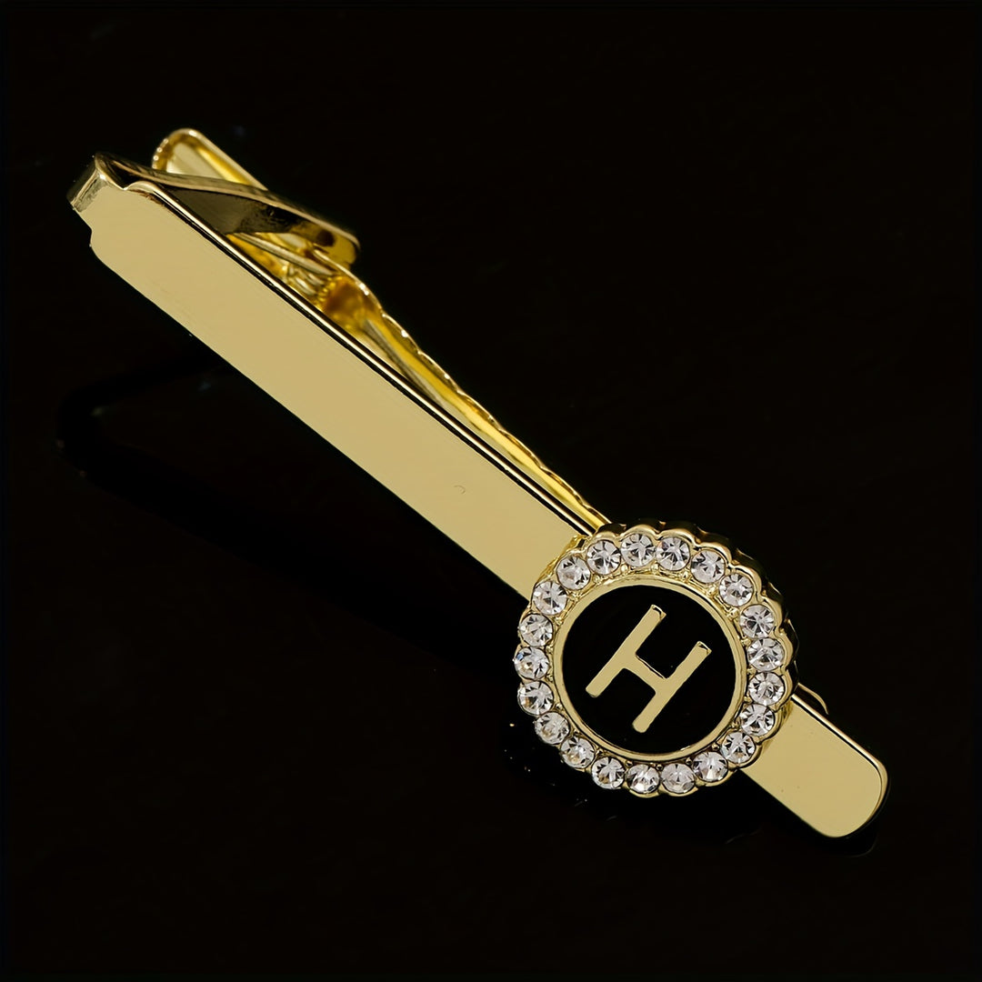 Men's Tie Clip Zirconia Initial Letter Lapel Clip Tie Clip Tie Accessories