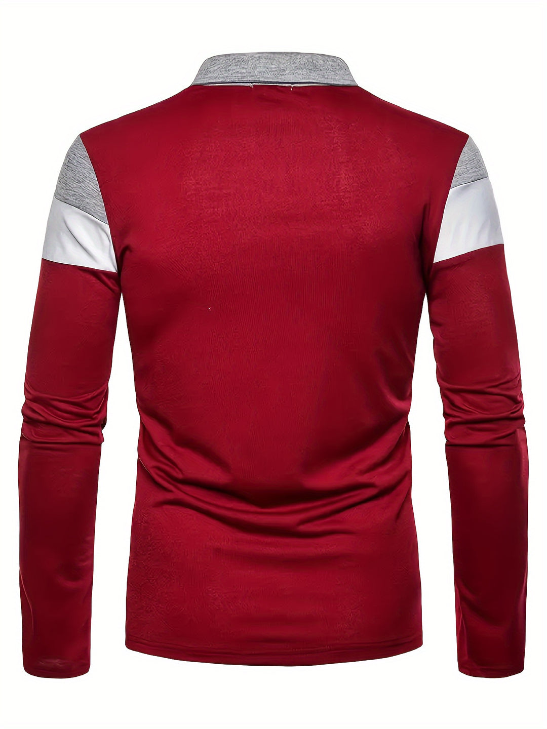 Mature Style Men's Color Block Casual Comfy Long Sleeve Golf Lapel Shirt, Spring Fall