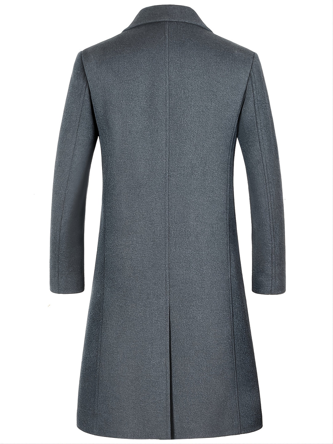 Men's Mid Length Lapel Solid Color Wool Coat, Winter Warm Soft Outdoor Windbreaker Jacket