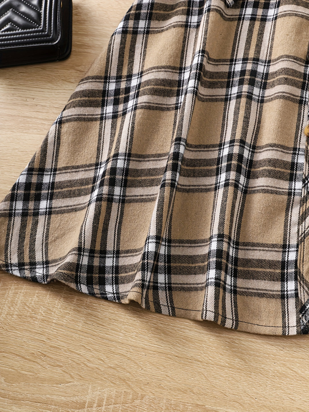 Girls' Asymmetric Plaid Stitching Short Sleeve Casual Dress For Party Holiday Outfit (Dress Length Measured Excluded The Asymmetrical Part)