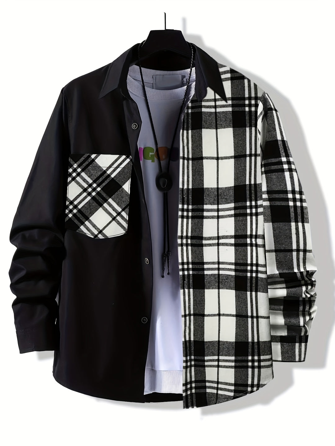 Boy's Plaid Button Down Shirt, Kids Lapel Color Block Trendy Long Sleeve Casual Tee Tops With Pocket For All Season