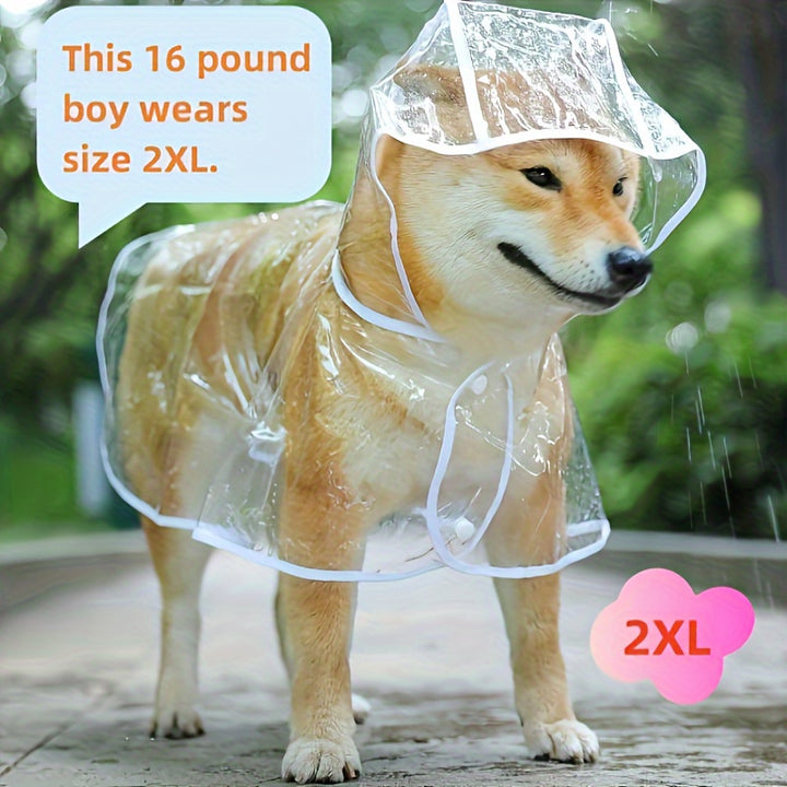 Clear Pet Dog Raincoat, Hooded Rain Jacket, Waterproof Clothes, Snap Button, Small Breed