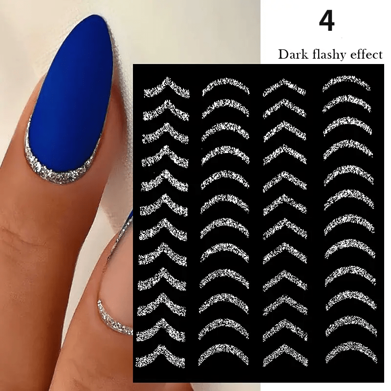 French Nail Art Stickers,Self Adhesive Glitter Strip Line Nail Art Decals  DIY  Nail Salons,Nail Art Supplies  Women And Girls