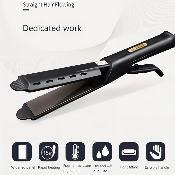 Hair Straightener With Four-gear Temperature Adjustment, Ceramic Tourmaline Ionic Flat Iron Curling Iron Hair Curler For Women