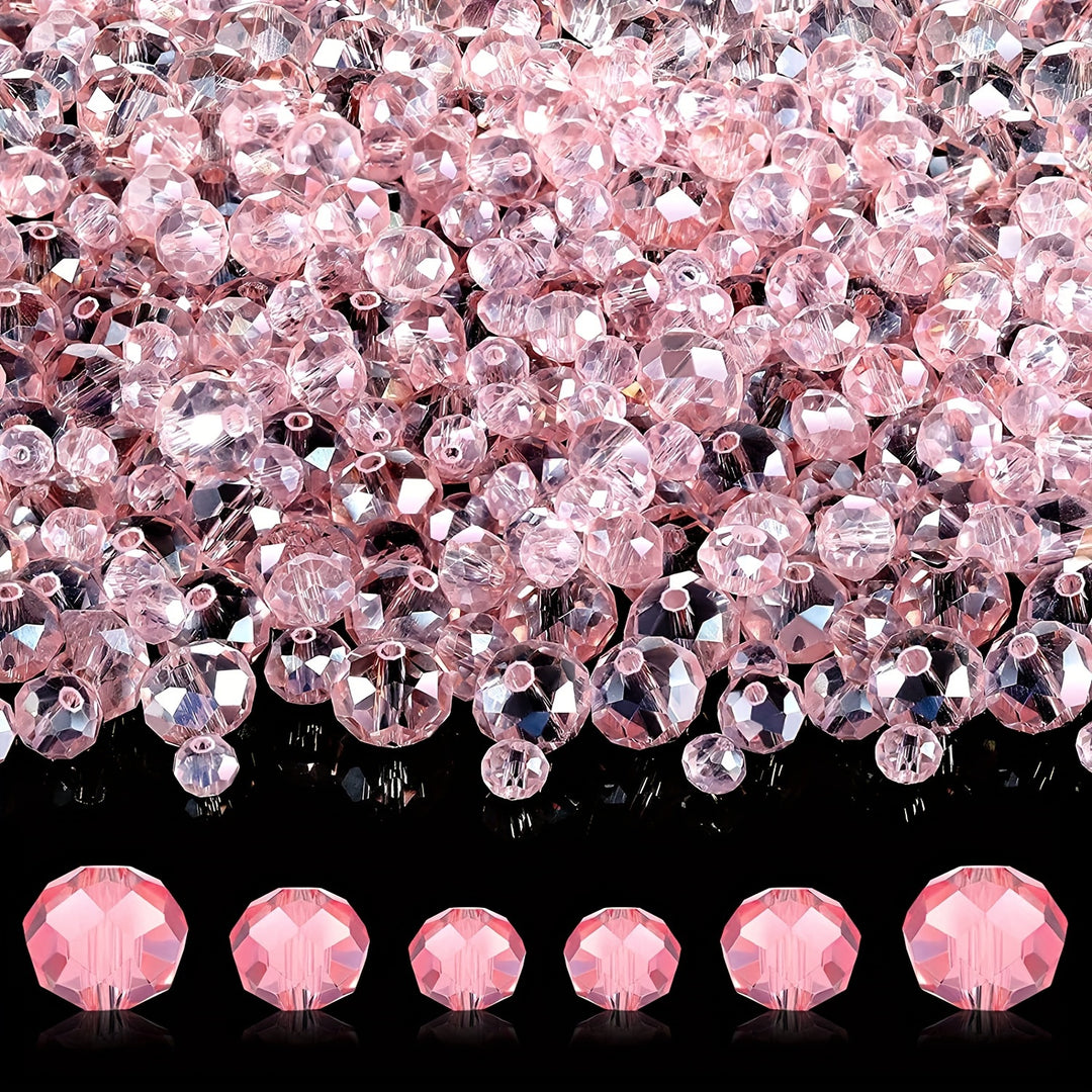 600pcs/pack Crystal Faceted Rondelle Beads Gemstone Glass Beads Loose Beads For DIY Jewelry Making 8 Mm, 6 Mm, 4 Mm