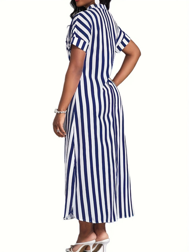 Effortlessly Chic: Striped V Neck Dress for Women - Perfect for Spring & Summer