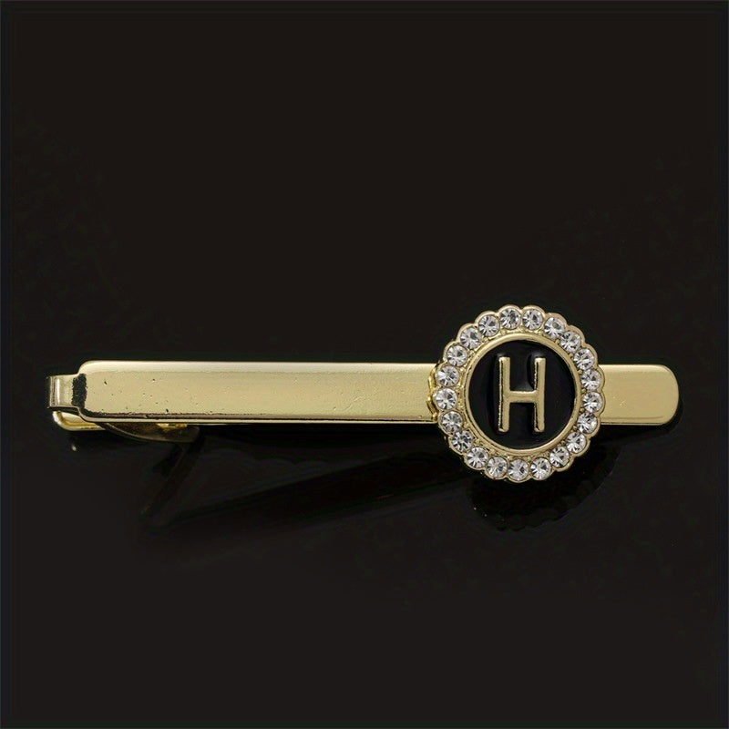 Men's Tie Clip Zirconia Initial Letter Lapel Clip Tie Clip Tie Accessories