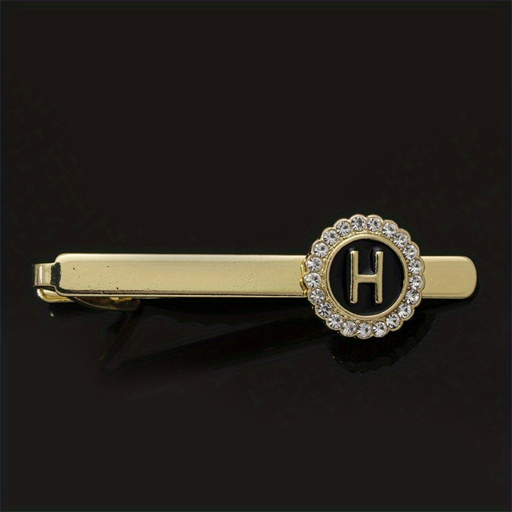 Men's Tie Clip Zirconia Initial Letter Lapel Clip Tie Clip Tie Accessories