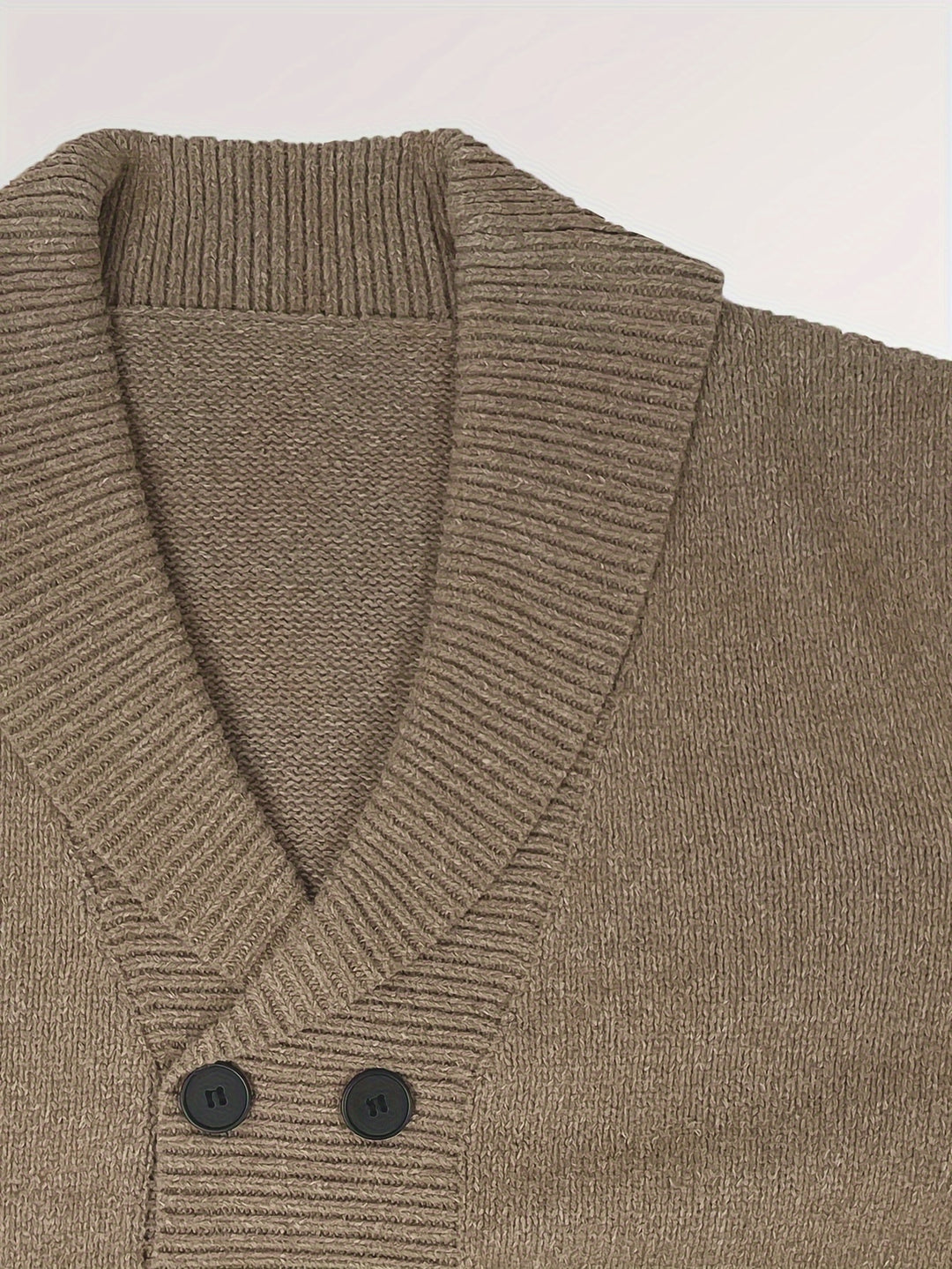 Men's Shawl Collar Cardigan Double Breasted Sweater, Plain Regular Fit Casual Knitted Sweater