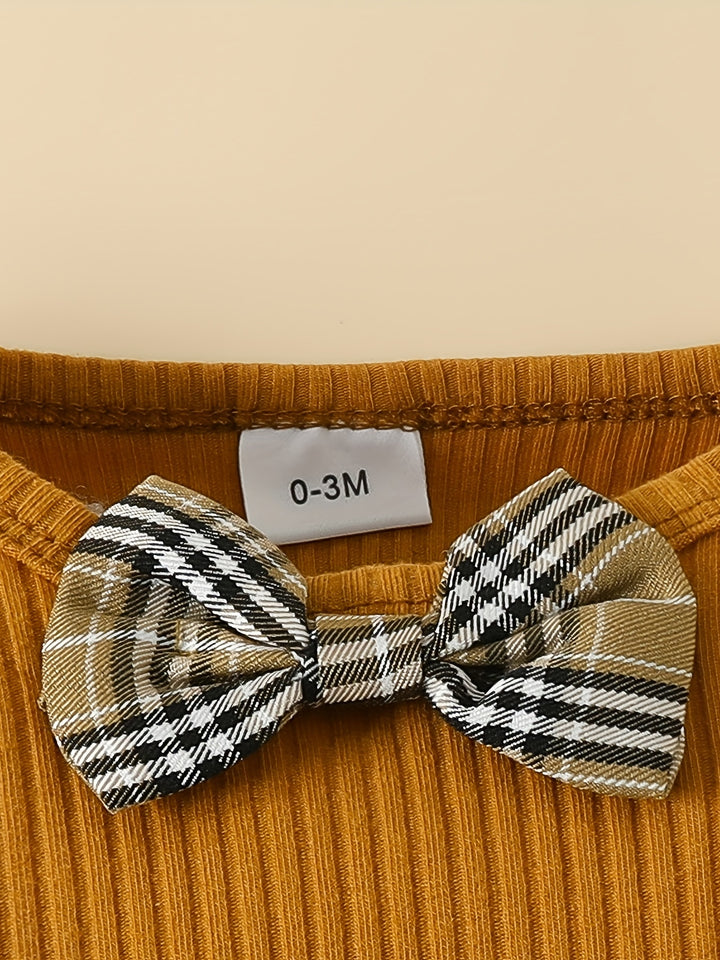 Popular Gentleman Style Striped Fake Strap Long Sleeve Romper + Plaid Trousers + Small Top Hat Baby Boys 3pcs Set