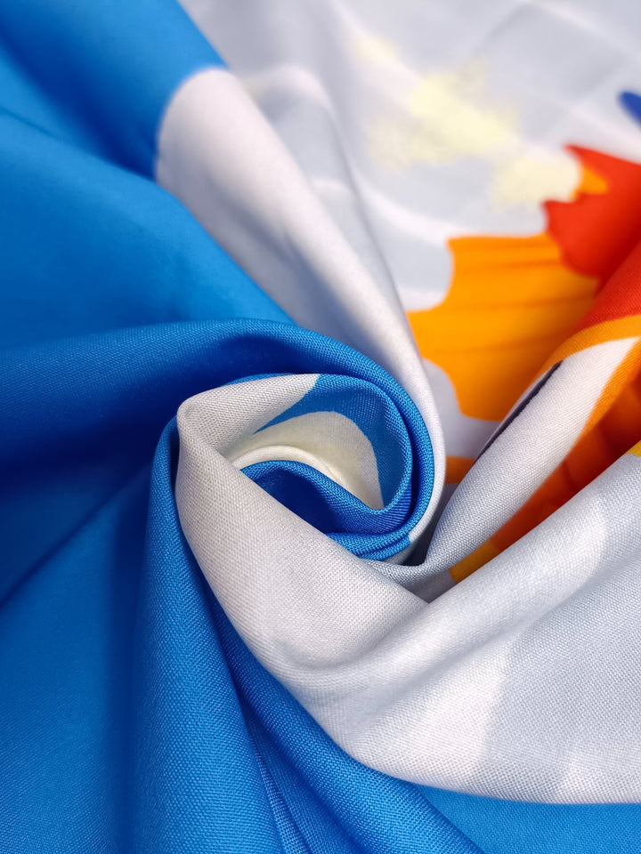 Plus Size Elegant Dress, Women's Plus Floral Print Half Sleeve Ruffle Trim Mock Neck Flowy Dress