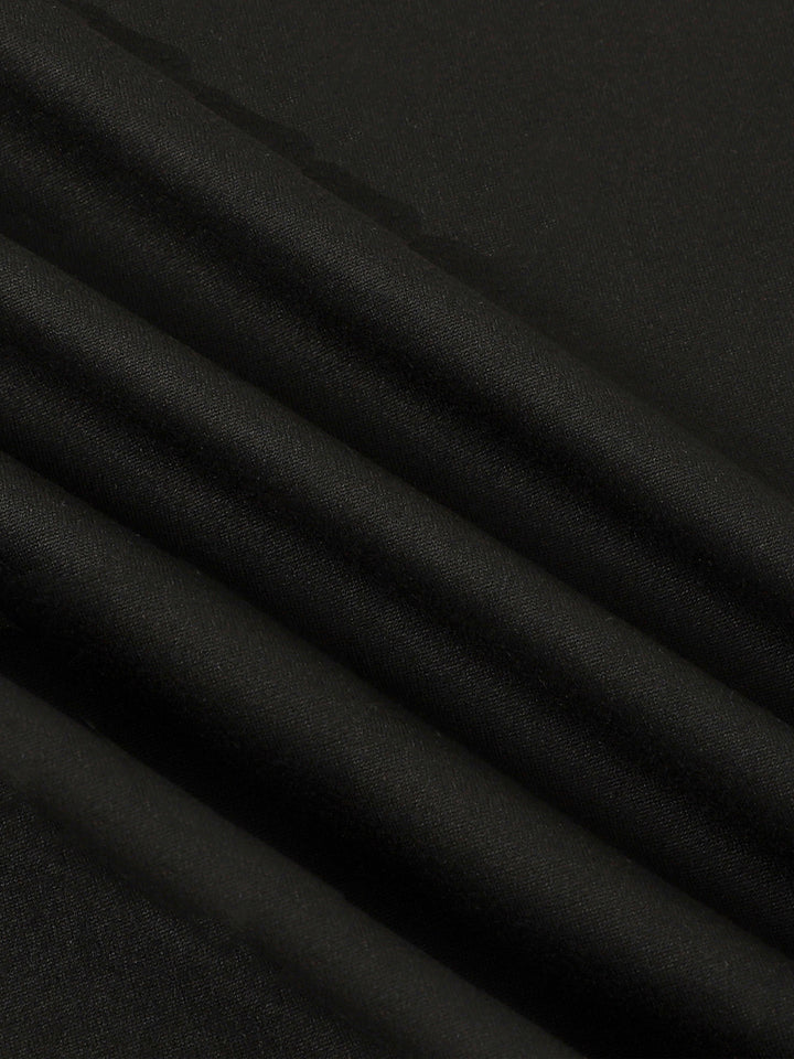 Plus Size Elegant Dress, Women's Plus Solid Ruffle Trim Long Sleeve Round Neck Bodycon Midi Dress