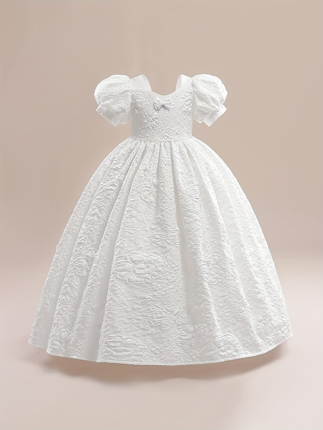 Girls Puff Sleeve Embroidered Princess Dress With Bowknot For Party Wedding Kids Special Occasion Clothing