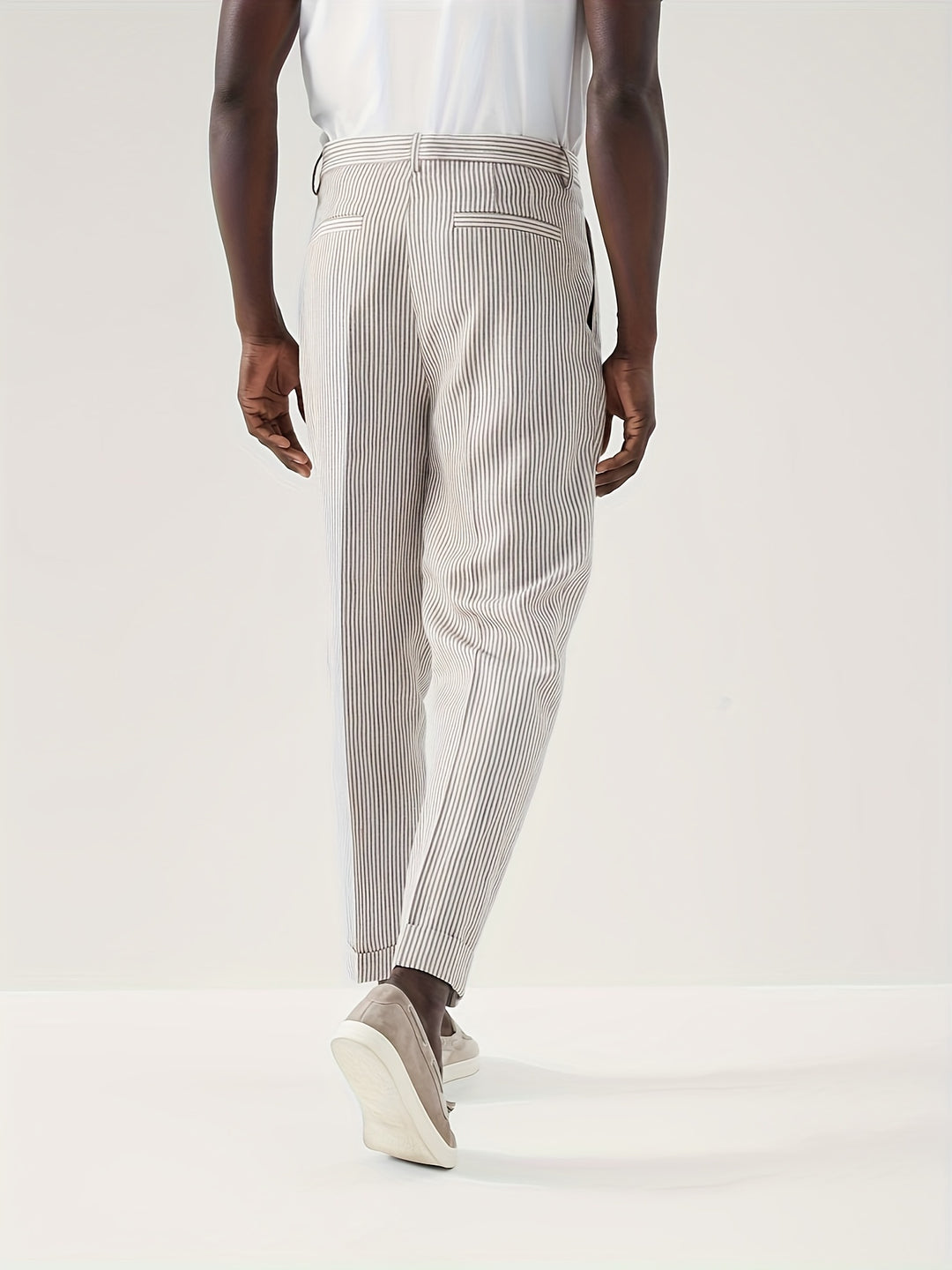 Men's Chic Striped Dress Pants, Elegant Retro Stretch Dress Pants For Business Banquet