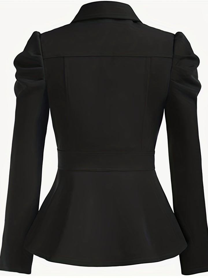 Single Breasted Blazer, Elegant Lapel Long Sleeve Outerwear, Women's Clothing