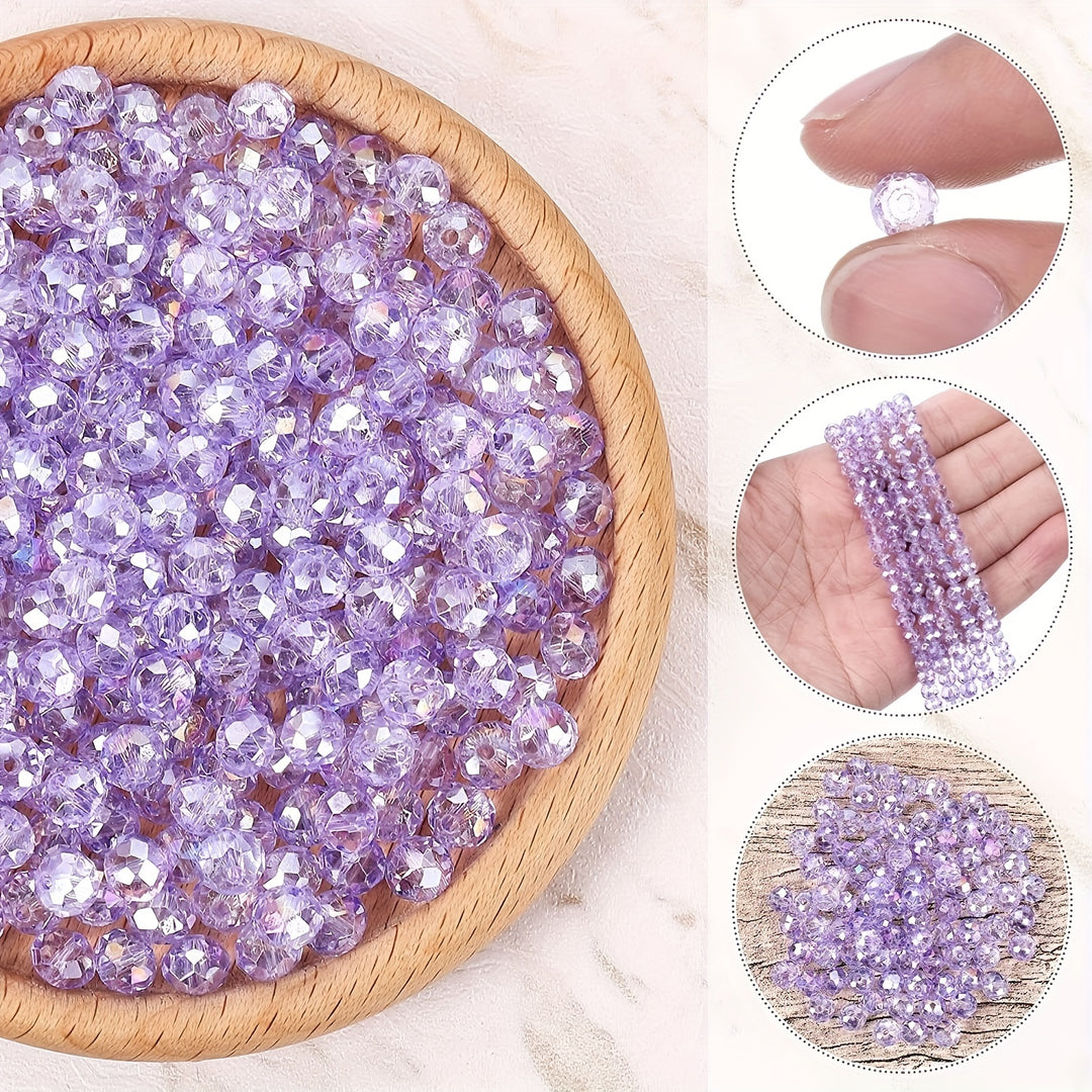 50-80pcs 6/8mm Purple Artificial Crystal Glass Faceted Beads For Jewelry Making DIY Perfect Bracelet Necklace Ring Arts And Craft Supplies