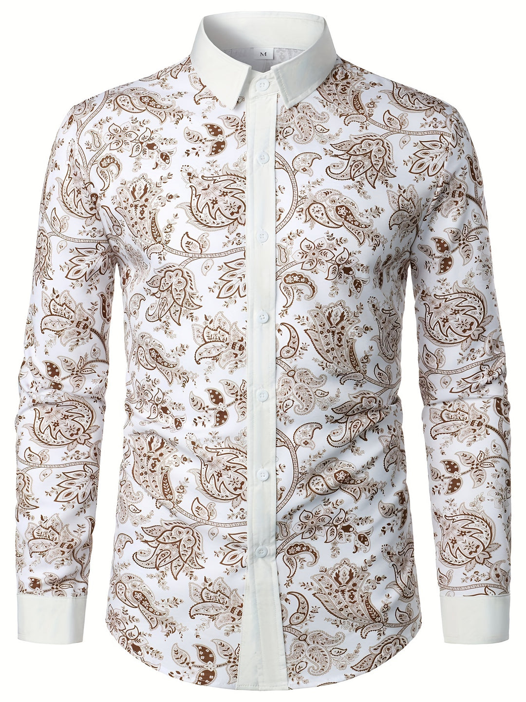 Men's Shirt Top Turn-Down Collar Long Sleeves Shirt Closure Regular Fit Paisley Male Casual Shirt For Daily