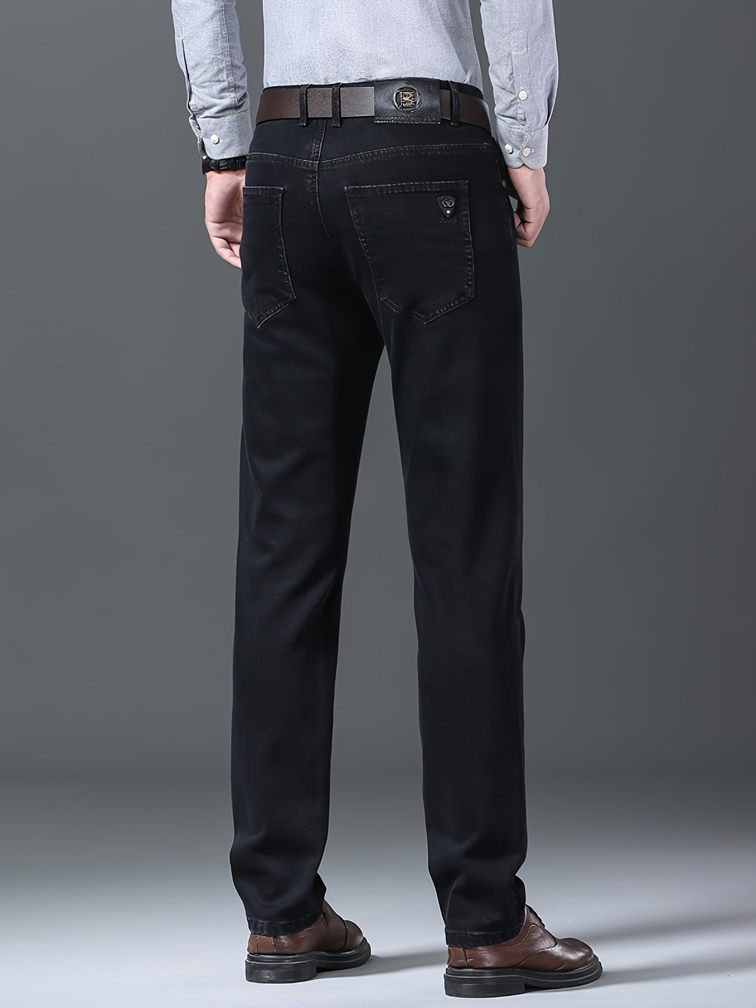 Men's Semi-formal Jeans, Classic Design Stretch All Match Jeans For Business
